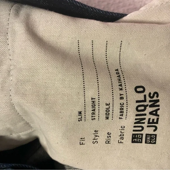 Uniqlo Dark Wash Straight Jeans Slim Style - 33x32 - Picture 6 of 7
